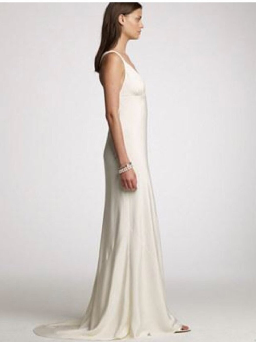 J. Crew Ivory V-Neck 100% Silk Dress w/ Cross Loop Back for Wedding or Occasion - Picture 3 of 13